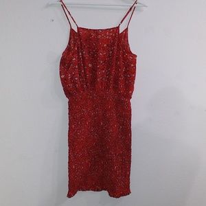 Joie 100% silk ruched red floral mini dress EUC!